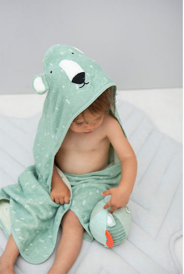 Trixie Baby Bath Towel Hooded Mr. Polar Bear Green 70x130cm