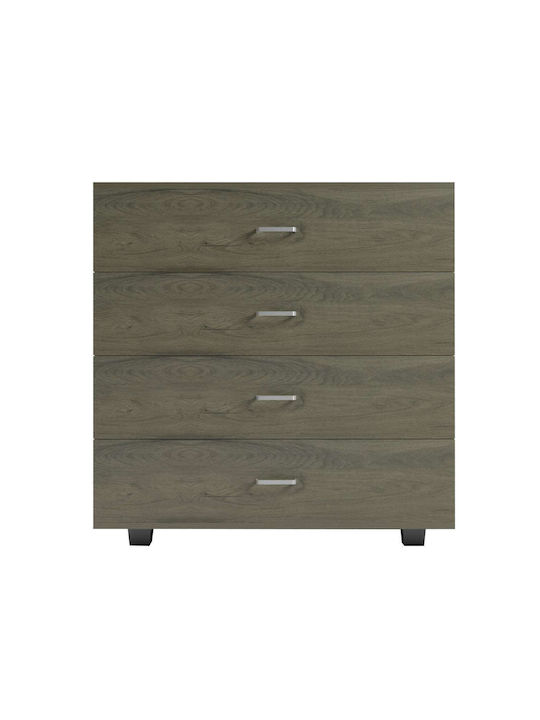 Wooden Bedroom Chest of Drawers with 4 Drawers Dark Olive 80x40x83cm