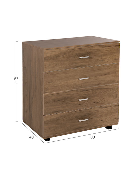 Wooden Bedroom Chest of Drawers with 4 Drawers Dark Olive 80x40x83cm