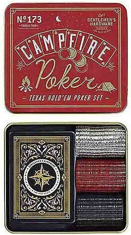 Gentlemen's Hardware Set Playing Cards Plastic for Poker Black/Red In Metal Box