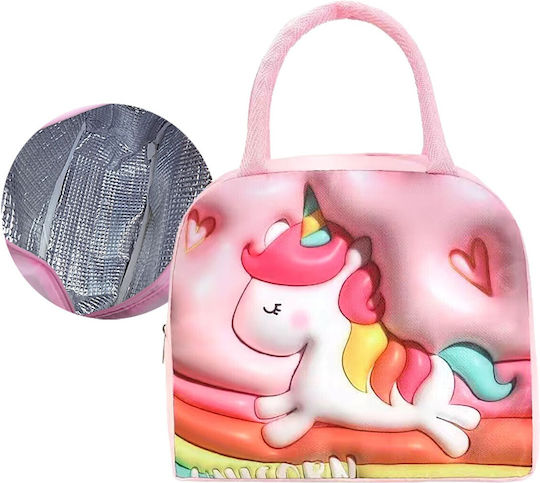 Justnote Schulische Isothermische Hand-Lunch-Tasche Rosa Einhörner 20 x 11 x 22cm