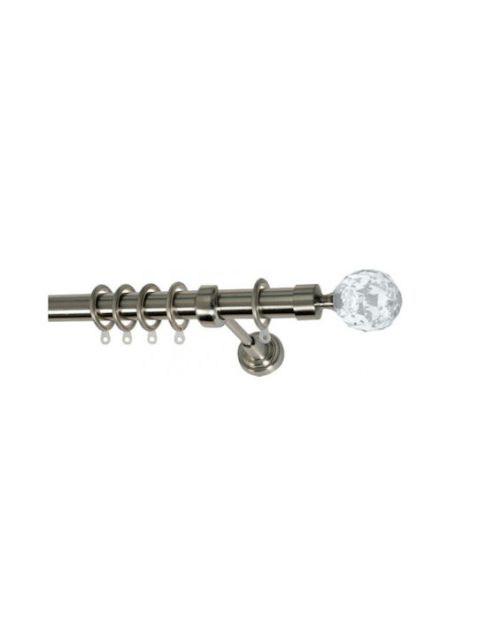 Import Hellas Metallic Curtain Pole Νο9 Single Φ25mm 200cm Nickel Matte