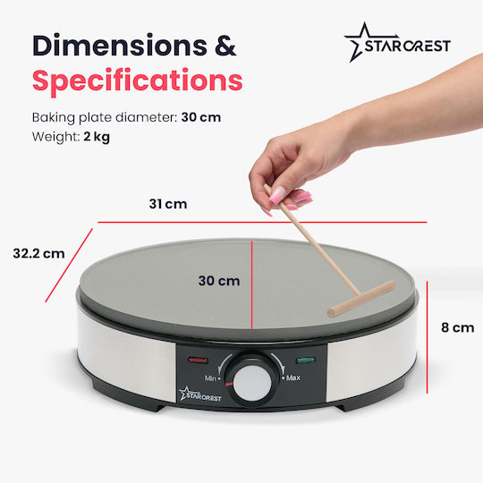 Starcrest Crepe Maker 30cm Inox 1200W