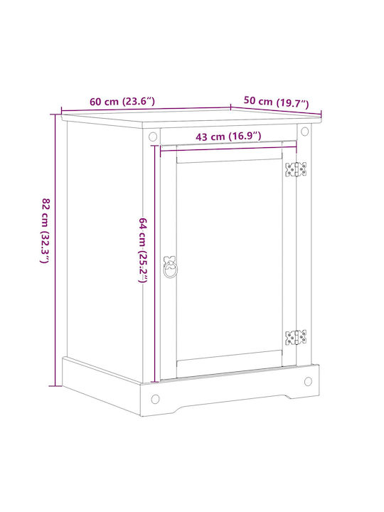 Solid Wood Storage Cabinet L60xW50xH82cm