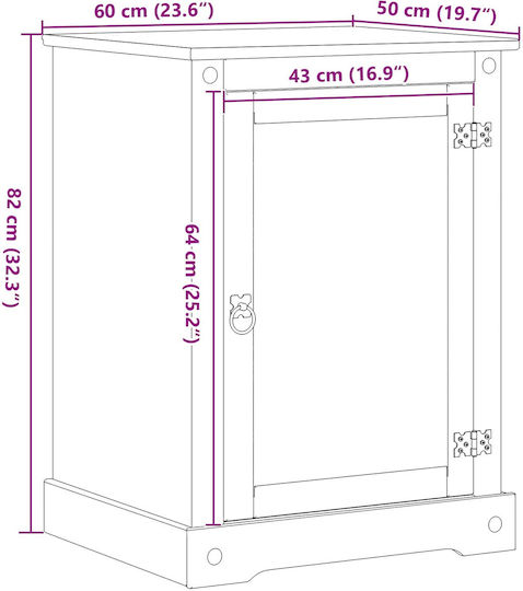 vidaXL Kleine Aufbewahrungsmöbel aus Massivholz L60xB50xH82cm