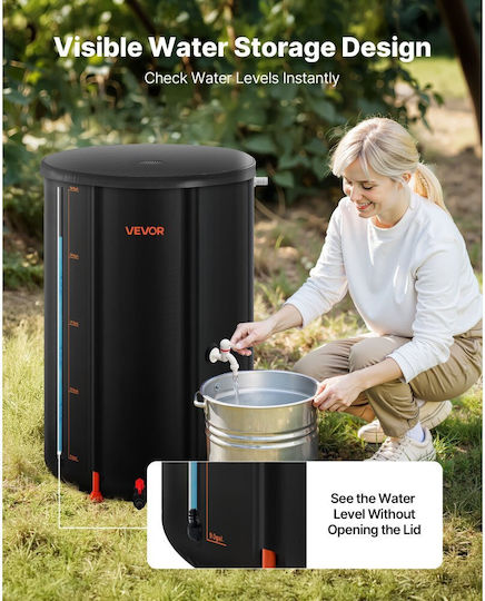 Vevor Plastică Depozit Apă / Petrol Cilindric Vertical 250lt Neagră