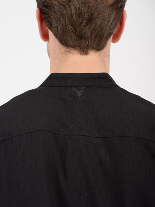Langärmeliges Overshirt in Normale Passform Schwarz