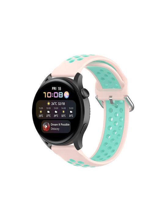 Huawei Watch 3 3 Pro 22mm Sport Two-Tone Silicone Watch Strap Light Pink Mint Green Compatible Models Suitable For Huawei Watch 3 Watch 3 Pro Watch GT2 Pro Watch GT2 Pro ECG Watch GT 2e Watch GT 42mm 46mm Watch GT2 46mm Honor