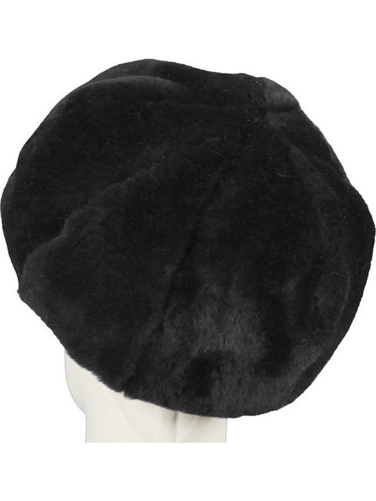 Women's Furry Beret Black