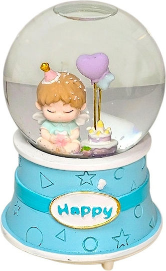 Glob Muzical Luminos Înger Tort Albastru Pastel Decor În Cutie Cadou Elegantă