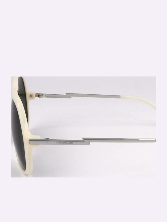 Zadig & Voltaire Unisex Sunglasses with White Frame and Green Lens