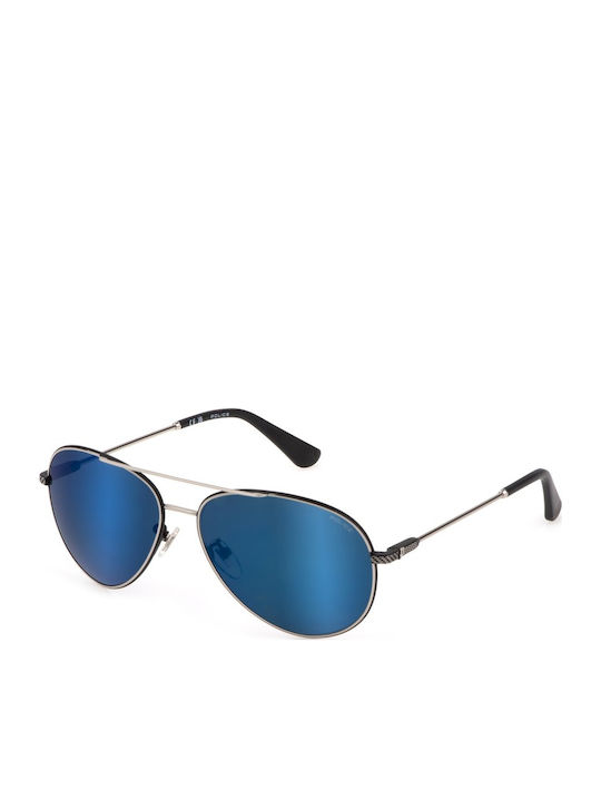 Police Octane 8 Men's Sunglasses with Gold Metal Frame and Blue Gradient Lens SPLL11 K07B