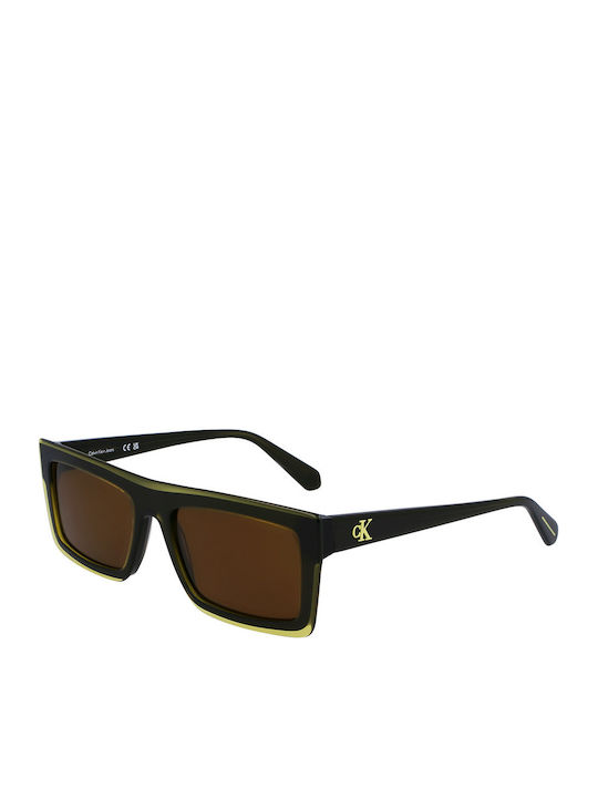 Calvin Klein Bărbătești Ochelari de soare cu Verde Cadru și Maro Lentilă CKJ23657S 745
