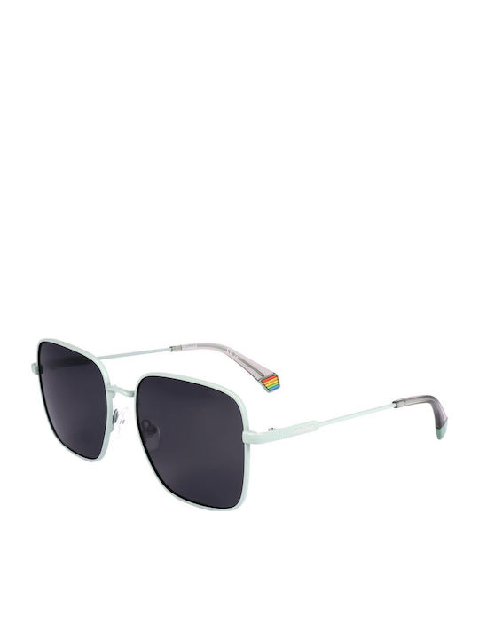 Polaroid Women's Sunglasses with Turquoise Metal Frame and Gray Polarized Lens PLD6194/S/X N47/M9