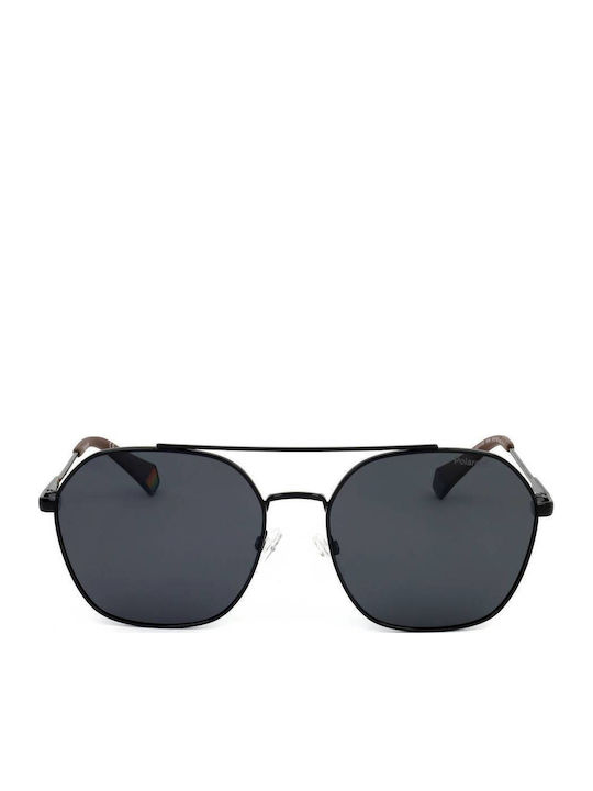 Polaroid Unisex Sunglasses with Black Metallic Frame and Grey Polarized Lens PLD6172/S 807/M9