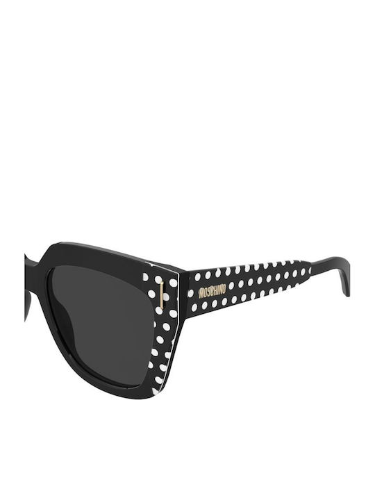Moschino Unisex Sunglasses with Black Horn-Rimmed Frame and Black Lenses MOS207/S 7RM/IR