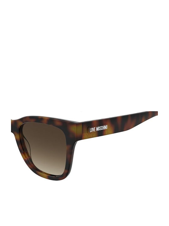 Moschino Unisex Sunglasses with Brown Horn-Rimmed Frame and Brown Lenses MOL104/S WR9/HA