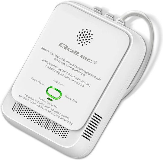 Natural Gas Carbon Monoxide Leak Sensor 2 In 1 Certified Qoltec Tuya Wi-fi 85db Alarm Led