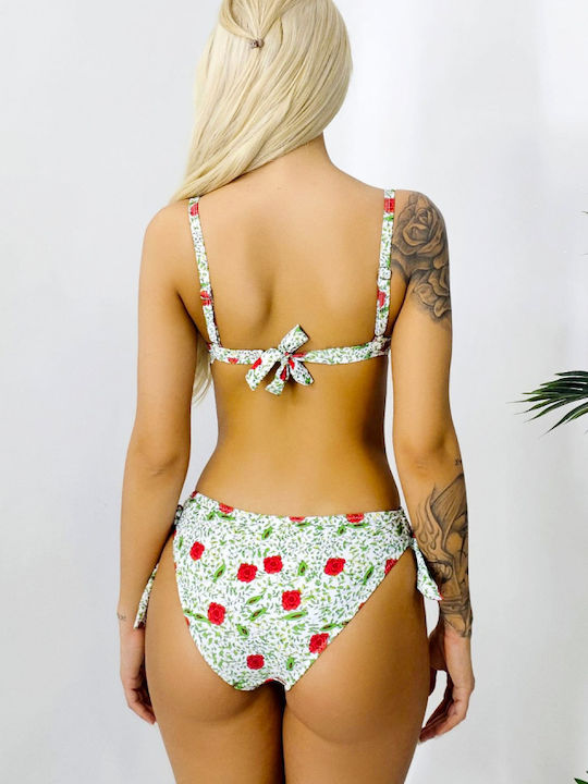 Set Bikini Floral Verde/Roșu