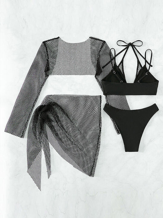 Set Bikini 3 Stücke Dreieck & Brasilien Schwarz