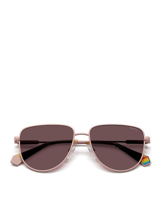 Polaroid Unisex Γυαλιά Ηλίου με Ροζ Μεταλλικό Σκελετό και Μωβ Polarized Φακό PLD6196/S/X 8KJ/KL