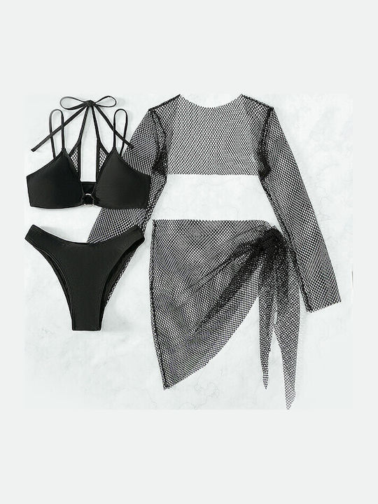 Set Bikini 3 Stücke Dreieck & Brasilien Schwarz