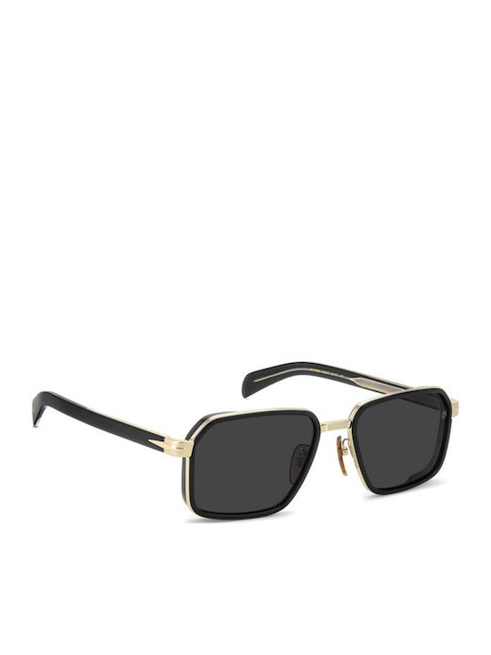 David Beckham Unisex Sunglasses with Gold Metallic Frame and Gold Lenses DB 7158/S RHL/IR