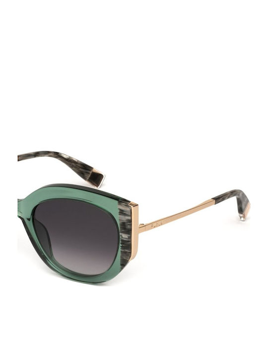 Furla Women's Sunglasses with Green Plastic Frame and Black Lens SFU820 03GE