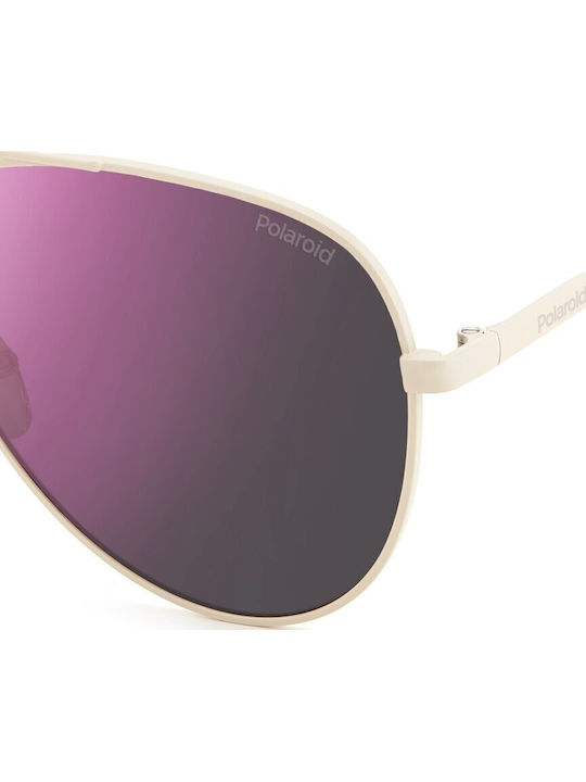 Polaroid Unisex Sunglasses with Beige Metal Frame and Polarized Lens