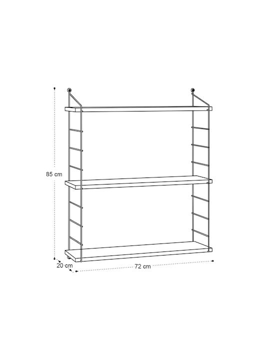 Ράφι Τοίχου Armoni Sapphire Oak 72x20x85εκ.