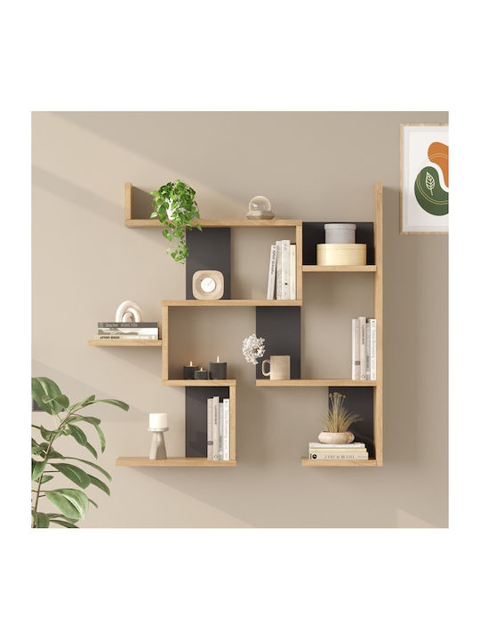 Maze Oak Wall Shelf With Anthracite 93.3x14.5x90cm