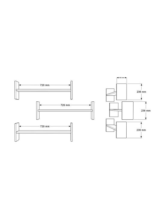 Ράφι Τοίχου Mento Λευκό Με Oak 75.6x14.5x23.6εκ.