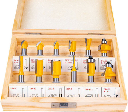 Set Freze Lemn Diametru 8mm HSS Casetă din Lemn 12 Bucăți Geko