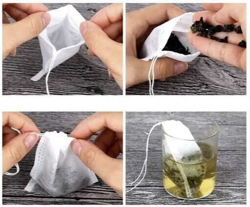 100 Einweg Tee Beutel Mit Schnur Verschluss Universell 10 X 8 Cm Weiße