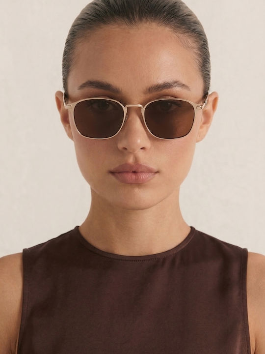 Luigi Sunglasses Brown With Metallic Frame