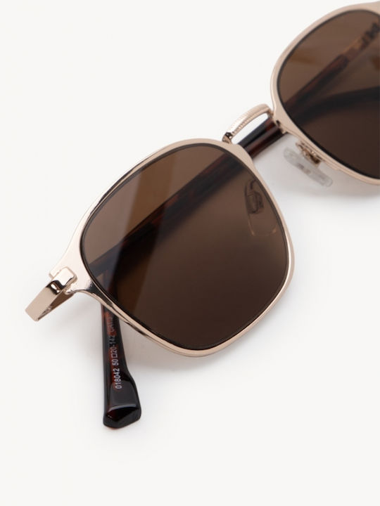 Luigi Unisex Ochelari De Soare Cu Ramă Metalică Maro Și Lentile Maro 4857614
