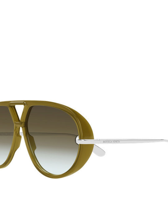 Bottega Veneta Unisex Sunglasses with Brown Horn-Rimmed Frame and Brown Lenses