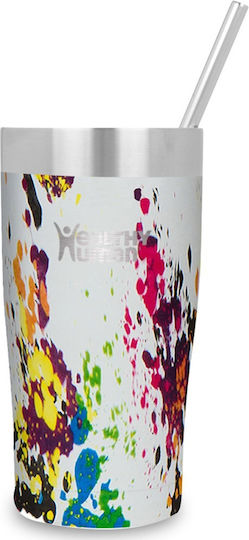 Healthy Human Ποτήρι Θερμός BPA Free 591ml Λευκό με Καλαμάκι και Λαβή