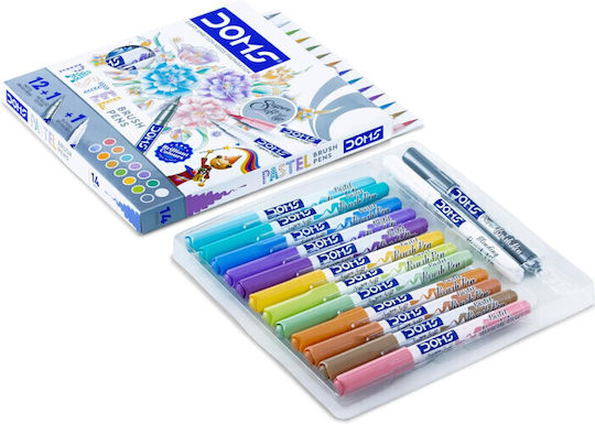 Markers Doms Pastel Brush Pen 12+1 Silver+1 Blender