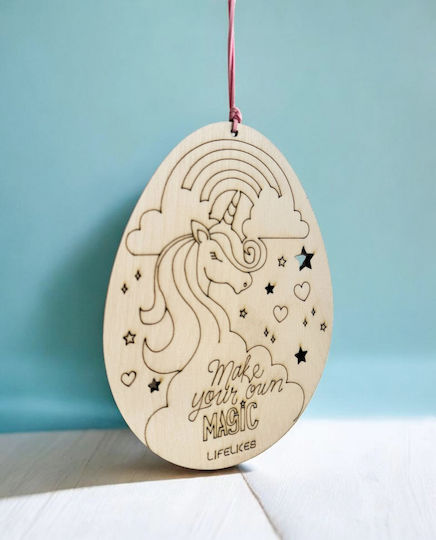 Hanging Wooden Easter Egg Unicorns