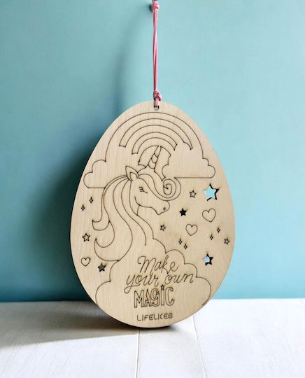 Hanging Wooden Easter Egg Unicorns