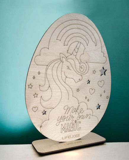 Wooden Easter Egg with Unicorn Base