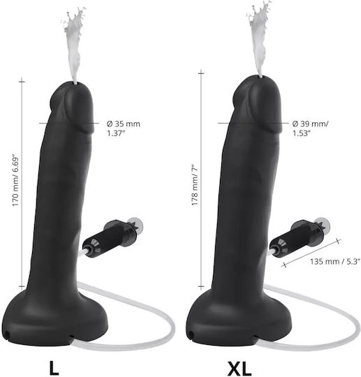 Strap On Me Ρεαλιστικό Dildo με Δυνατότητα Εκσπερμάτωσης Μαύρο
