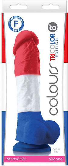 Ns Novelties Colours TriColor Edition Ρεαλιστικό Dildo με Όρχεις Red White Blue 22cm