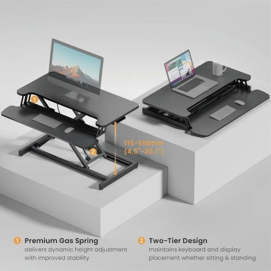 Brateck Desk Converter Sit Stand Gas Spring 11-51cm Dws37-01