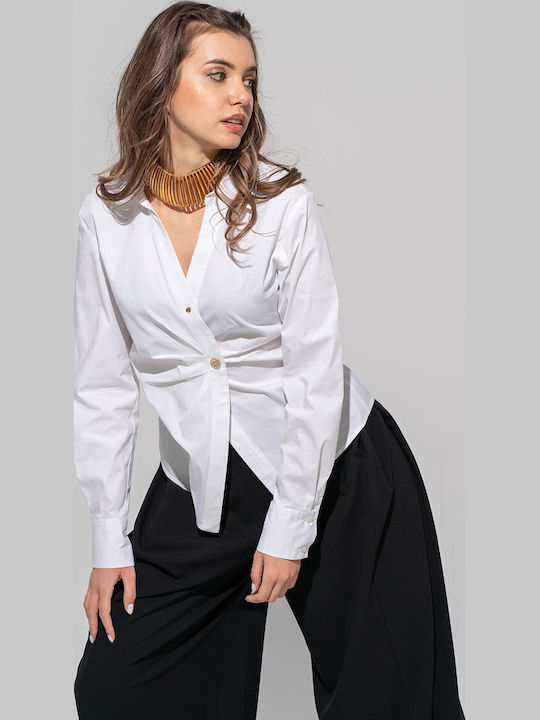 Andria Cămașă De Damă Cu Mânecă Lungă Albă White