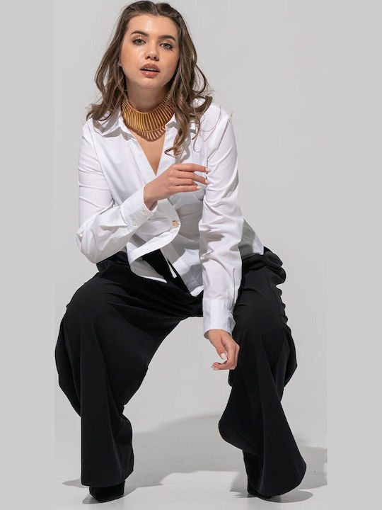 Andria Cămașă De Damă Cu Mânecă Lungă Albă White