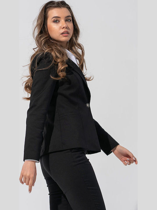 Hermosa Geanina Μακρύ Γυναικείο Σακάκι Black