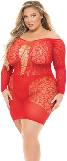 Red Mini Fishnet Leopard Dress Pink Lipstick Animal Inside Dress Plus Size Red