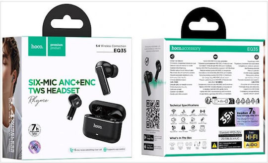 Hoco EQ35 In Ear Bluetooth Безжични Слушалки с Калъф за Зареждане Черни